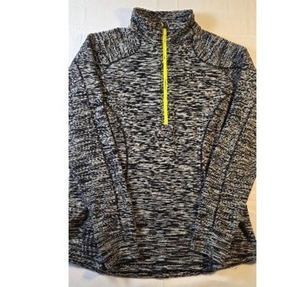 Avalanche Tectonic Zip Neck Thermal Top Women Large Black White Space Dye Shirt